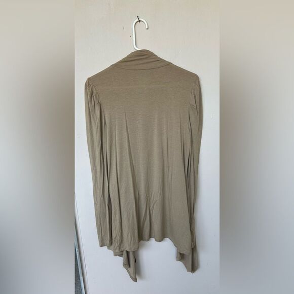 NWT Ann Taylor Camel Open Front Waterfall Draped Cardigan - Medium - Picture 3 of 6